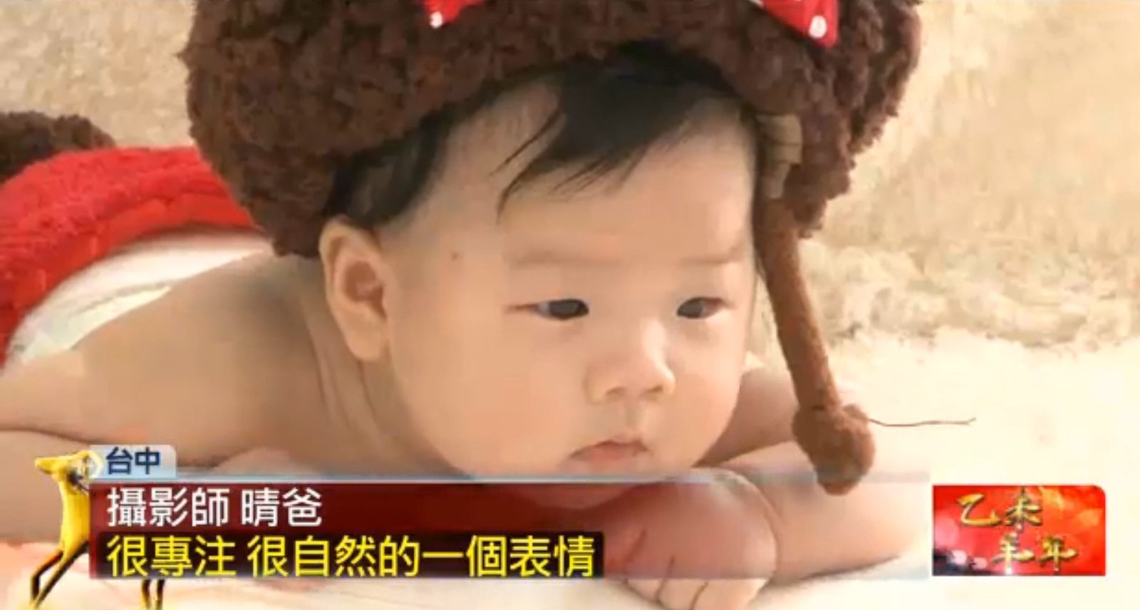 寶寶熊帽特寫、很專注很自然的表情
